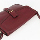 SAINT LAURENT Shoulder Bag Leather Red Gold Auth bs31658-6