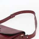 SAINT LAURENT Shoulder Bag Leather Red Gold Auth bs31658-8