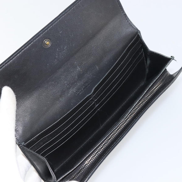 BOTTEGA VENETA INTRECCIATO Long Wallet Leather Black Auth bs31659