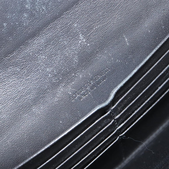 BOTTEGA VENETA INTRECCIATO Long Wallet Leather Black Auth bs31659