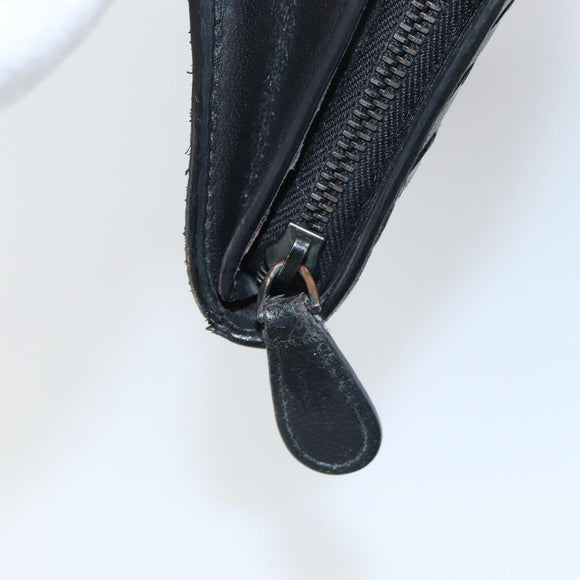 BOTTEGA VENETA INTRECCIATO Long Wallet Leather Black Auth bs31659