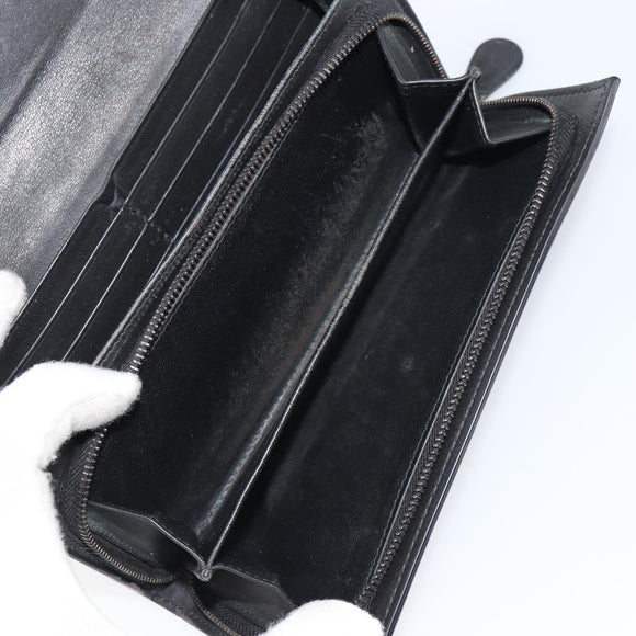 BOTTEGA VENETA INTRECCIATO Long Wallet Leather Black Auth bs31659