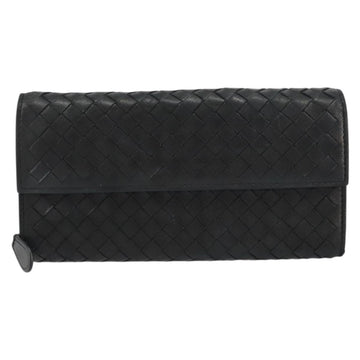 BOTTEGA VENETA INTRECCIATO Long Wallet Leather Black Auth bs31659 - 0