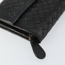 BOTTEGA VENETA INTRECCIATO Long Wallet Leather Black Auth bs31659-9
