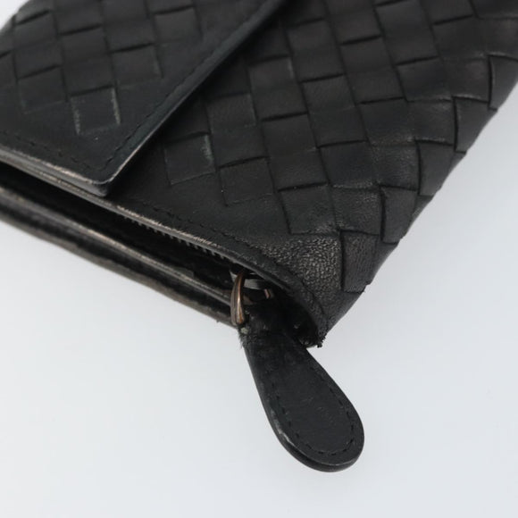 BOTTEGA VENETA INTRECCIATO Long Wallet Leather Black Auth bs31659