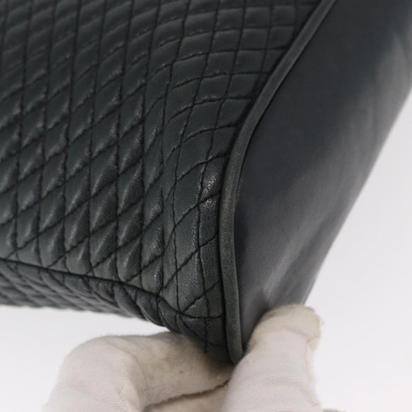 BALLY Chain Shoulder Bag Leather Navy Gold Auth bs31671