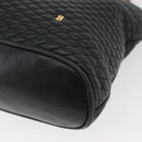 BALLY Chain Shoulder Bag Leather Navy Gold Auth bs31671-15