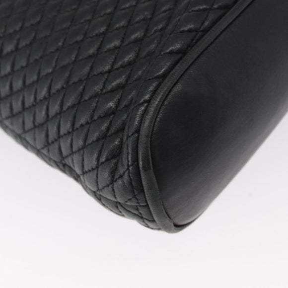 BALLY Chain Shoulder Bag Leather Navy Gold Auth bs31671