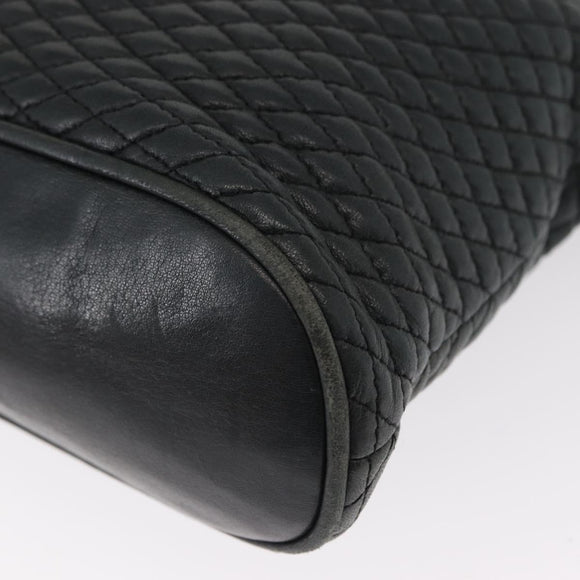 BALLY Chain Shoulder Bag Leather Navy Gold Auth bs31671