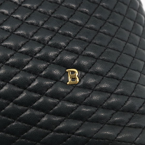 BALLY Chain Shoulder Bag Leather Navy Gold Auth bs31671