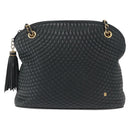 BALLY Chain Shoulder Bag Leather Navy Gold Auth bs31671-13