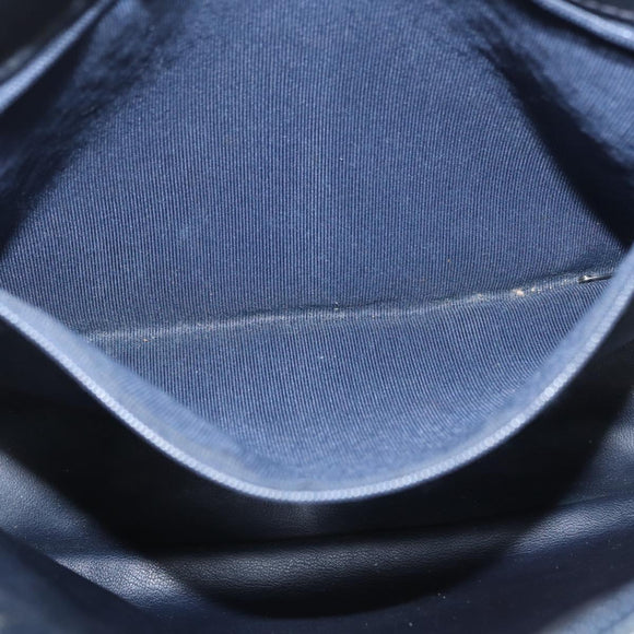 BALLY Chain Shoulder Bag Leather Navy Gold Auth bs31671