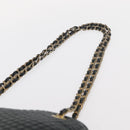 BALLY Chain Shoulder Bag Leather Navy Gold Auth bs31671-14
