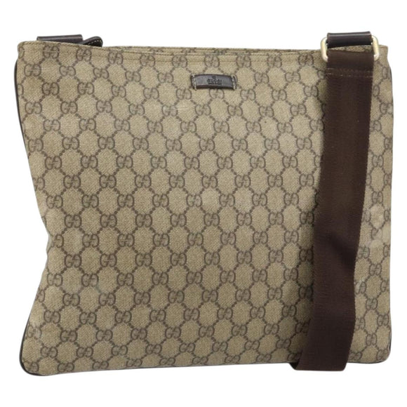 GUCCI GG Supreme Shoulder Bag PVC Beige Gold 201446 Auth bs31672