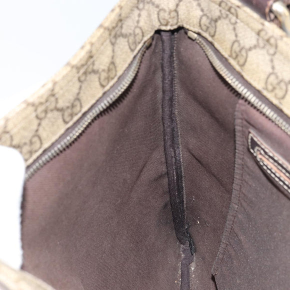 GUCCI GG Supreme Shoulder Bag PVC Beige Gold 201446 Auth bs31672