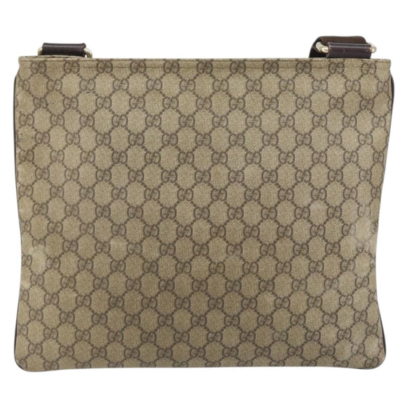 GUCCI GG Supreme Shoulder Bag PVC Beige Gold 201446 Auth bs31672