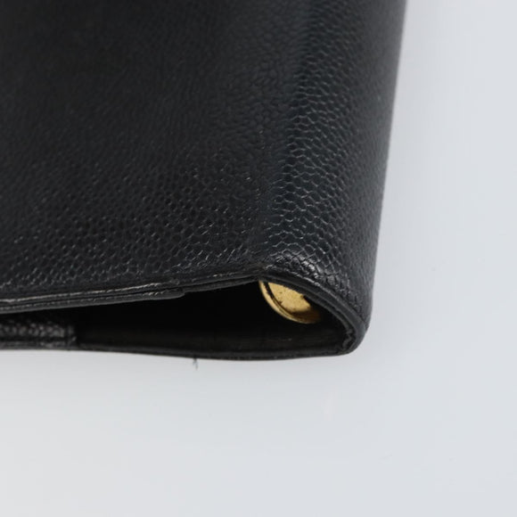 CHANEL Agenda Day Planner Cover Caviar Skin Black Gold CC Auth bs31674