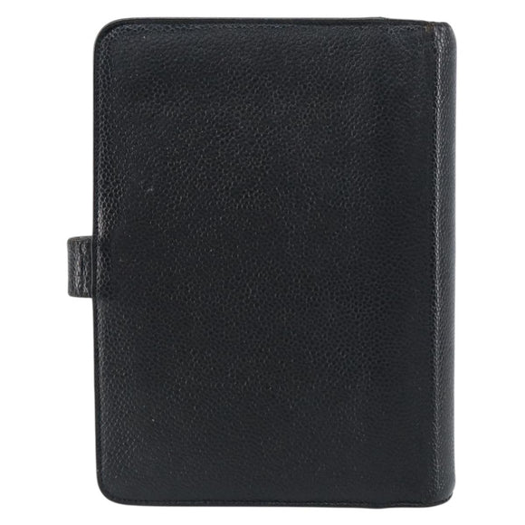 CHANEL Agenda Day Planner Cover Caviar Skin Black Gold CC Auth bs31674