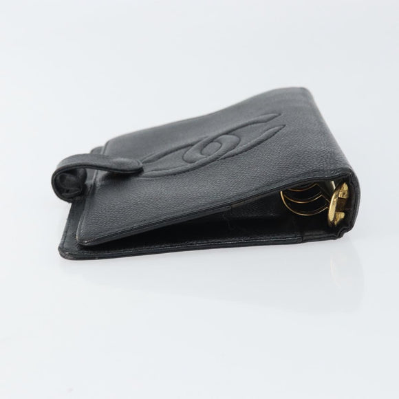 CHANEL Agenda Day Planner Cover Caviar Skin Black Gold CC Auth bs31674