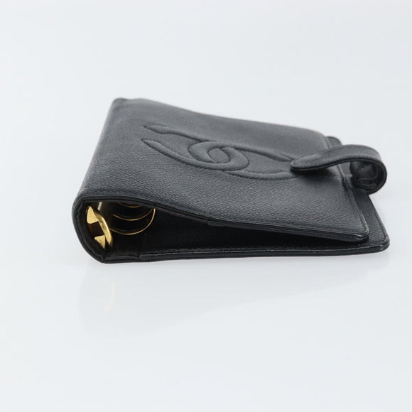CHANEL Agenda Day Planner Cover Caviar Skin Black Gold CC Auth bs31674
