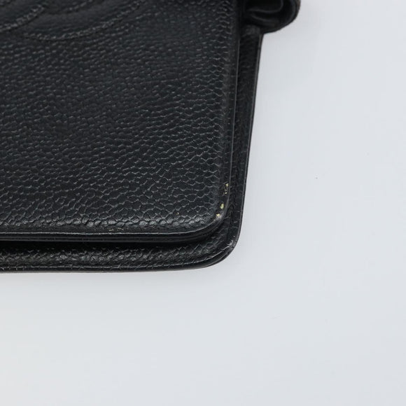 CHANEL Agenda Day Planner Cover Caviar Skin Black Gold CC Auth bs31674