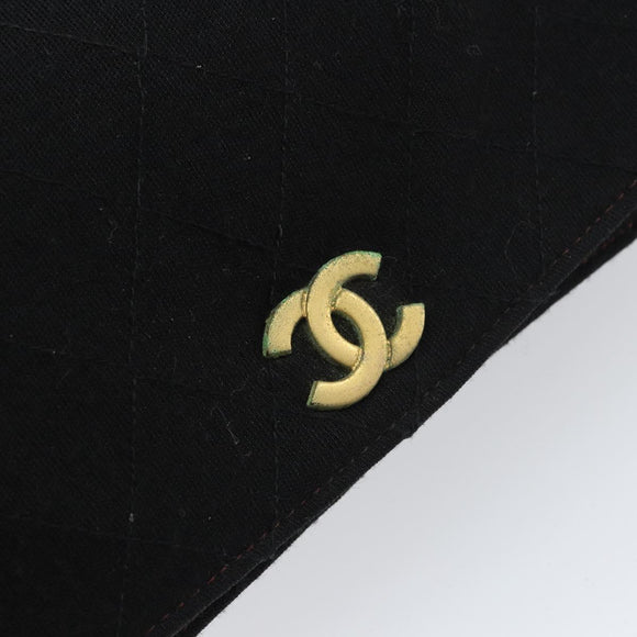 CHANEL Chain Matelasse 23 Shoulder Bag cotton Black Gold CC Auth bs31676