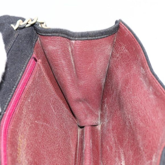 CHANEL Chain Matelasse 23 Shoulder Bag cotton Black Gold CC Auth bs31676