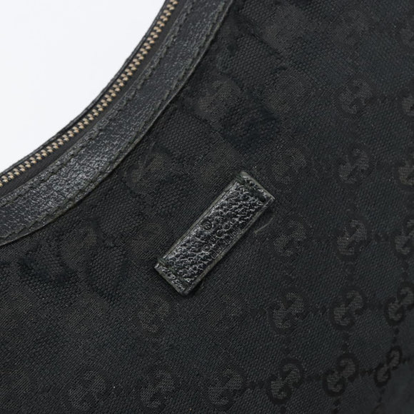 GUCCI GG Canvas Shoulder Bag Black Silver 181092 Auth bs31680