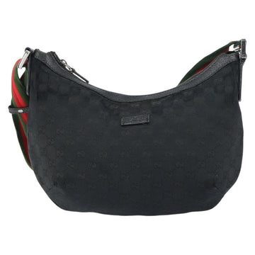 GUCCI GG Canvas Shoulder Bag Black Silver 181092 Auth bs31680 - 0