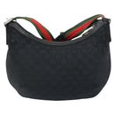 GUCCI GG Canvas Shoulder Bag Black Silver 181092 Auth bs31680-3