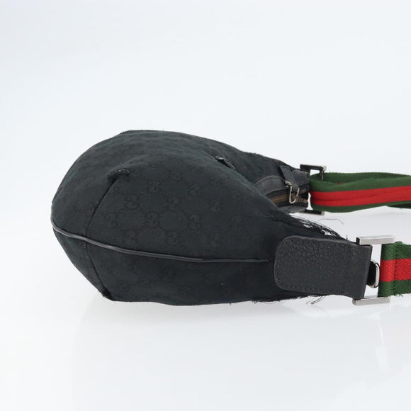 GUCCI GG Canvas Shoulder Bag Black Silver 181092 Auth bs31680