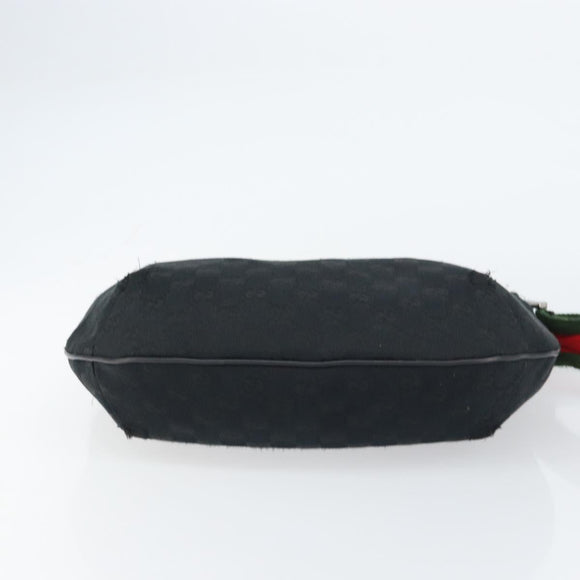 GUCCI GG Canvas Shoulder Bag Black Silver 181092 Auth bs31680