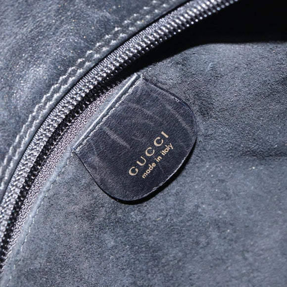 GUCCI Bamboo Hand Bag Leather Black Gold 002 2122 0507 Auth bs31682