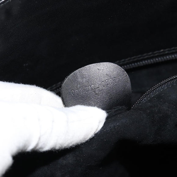 GUCCI Bamboo Hand Bag Leather Black Gold 002 2122 0507 Auth bs31682