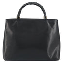 GUCCI Bamboo Hand Bag Leather Black Gold 002 2122 0507 Auth bs31682-2