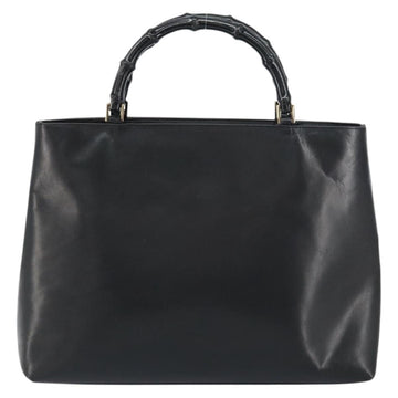 GUCCI Bamboo Hand Bag Leather Black Gold 002 2122 0507 Auth bs31682 - 0
