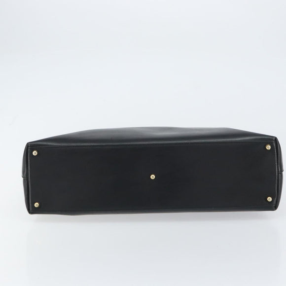 GUCCI Bamboo Hand Bag Leather Black Gold 002 2122 0507 Auth bs31682