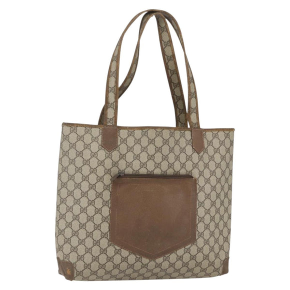 GUCCI GG Supreme Tote Bag PVC Leather Beige Gold 002 098 0057 Auth bs31684
