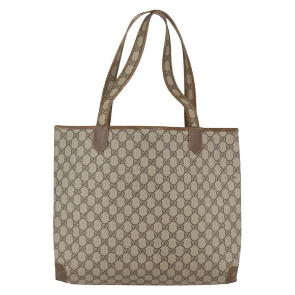 GUCCI GG Supreme Tote Bag PVC Leather Beige Gold 002 098 0057 Auth bs31684