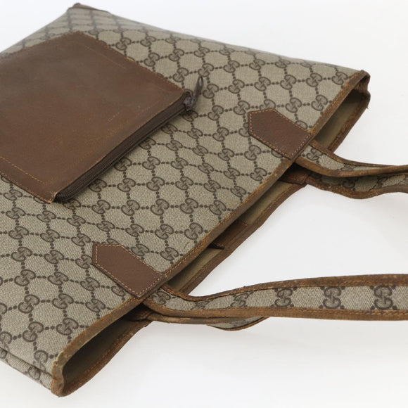 GUCCI GG Supreme Tote Bag PVC Leather Beige Gold 002 098 0057 Auth bs31684