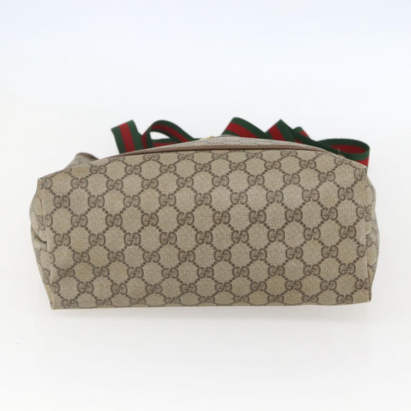 GUCCI GG Supreme Web Sherry Line Tote Bag PVC Beige Gold 89 02 003 Auth bs31685