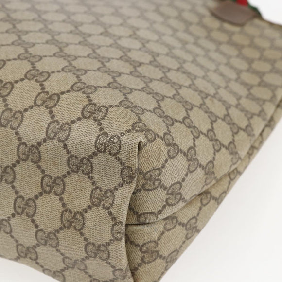 GUCCI GG Supreme Web Sherry Line Tote Bag PVC Beige Gold 89 02 003 Auth bs31685