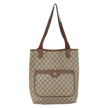 GUCCI GG Supreme Web Sherry Line Tote Bag PVC Beige Gold 89 02 003 Auth bs31685