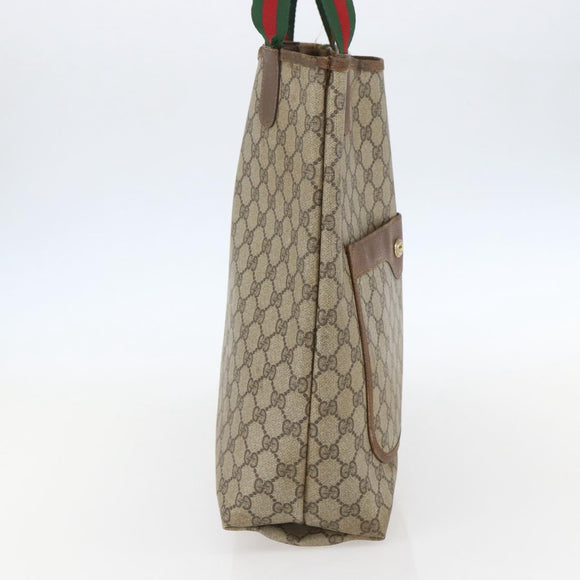 GUCCI GG Supreme Web Sherry Line Tote Bag PVC Beige Gold 89 02 003 Auth bs31685
