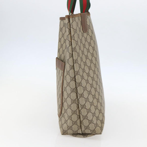 GUCCI GG Supreme Web Sherry Line Tote Bag PVC Beige Gold 89 02 003 Auth bs31685