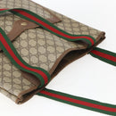 GUCCI GG Supreme Web Sherry Line Tote Bag PVC Beige Gold 89 02 003 Auth bs31685-6