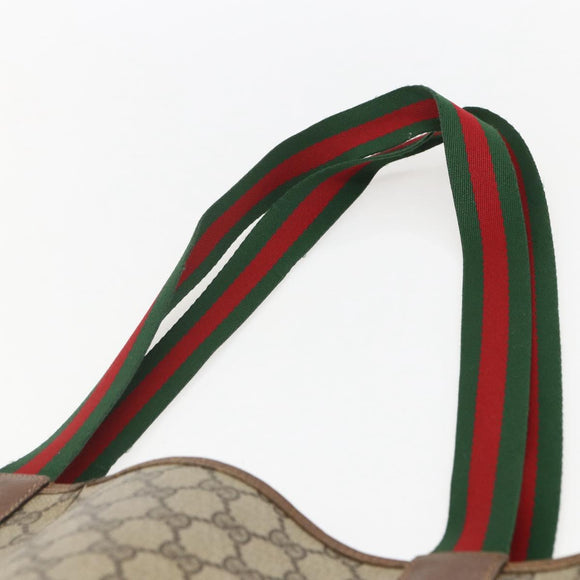 GUCCI GG Supreme Web Sherry Line Tote Bag PVC Beige Gold 89 02 003 Auth bs31685