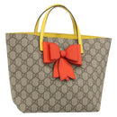 GUCCI GG Supreme Hand Bag PVC Beige Gold 457232 Auth bs31686-1