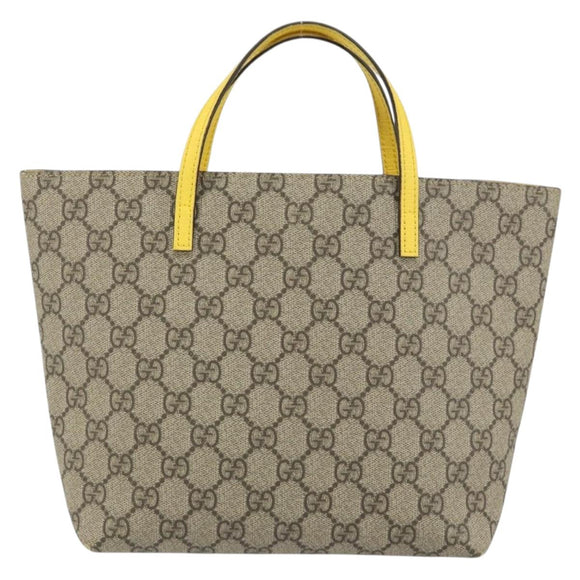 GUCCI GG Supreme Hand Bag PVC Beige Gold 457232 Auth bs31686