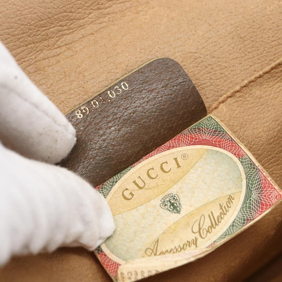 GUCCI GG Supreme Web Sherry Line Bag PVC Beige Gold 89 01 030 Auth bs31688